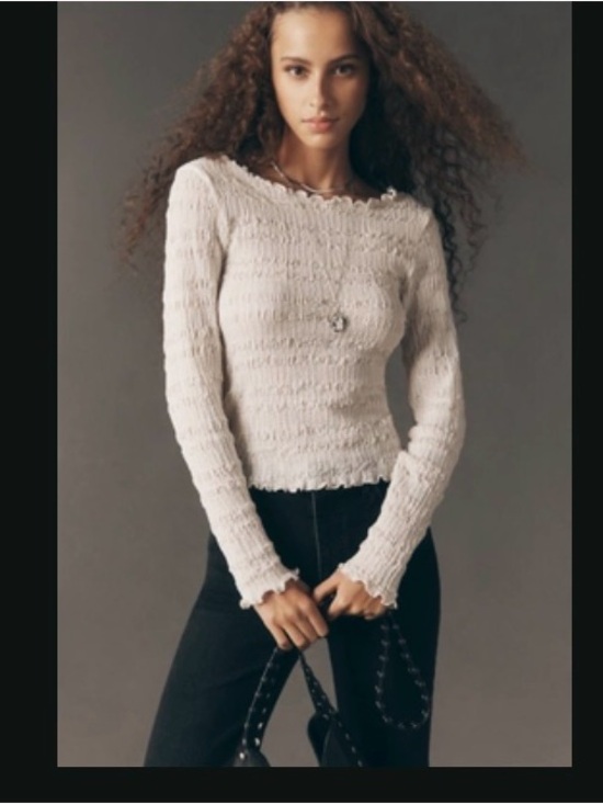 Maeve Sweaters - MAEVE TEXTURED LONG-SLEEVE TOP IVORY MEDIUM NWT